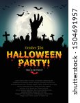 zombie hands rising in dark... | Shutterstock .eps vector #1504691957
