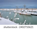 Small photo of Scotch Pond Snow Covered Gillnetters. Fresh snow on Garry Point Park and Gill Netters at dock in Scotch Pond.
