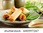 Fried chinese spring rolls with ...