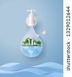  concept of eco and world water ... | Shutterstock .eps vector #1329012644