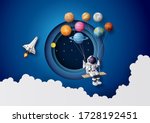 astronaut floating in the... | Shutterstock .eps vector #1728192451