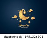   golden shiny moon with... | Shutterstock .eps vector #1951326301