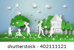 concept of happy family having... | Shutterstock .eps vector #402111121