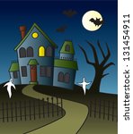 a haunted house with a full... | Shutterstock .eps vector #131454911