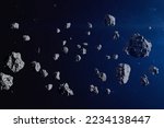 Small photo of Asteroid belt. Meteorites. Deep space image, science fiction fantasy in high resolution ideal for wallpaper and print. Elements of this image furnished by NASA.