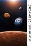 Small photo of View of the planet Mars from space. Solar system planets: Mars, Earth, Venus, Mercury. Terrestrial planets. Sci-fi background. Elements of this image furnished by NASA.