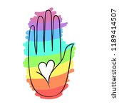 rainbow colored open hand... | Shutterstock .eps vector #1189414507