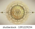 the sri yantra or sri chakra ... | Shutterstock .eps vector #1391229254