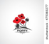 Poppy Symbol With Flowers And...