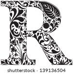 Floral Initial Capital Letter R