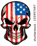 America Flag Painted On A Skull