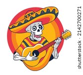 cartoon mascot of mexican skull | Shutterstock .eps vector #2142700271