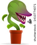 venus fly trap catching a fly vector illustration