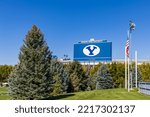 Small photo of Provo, UT - October 14, 2022: LaVell Edwards Stadium on the campus of Brigham Young University, BYU, in Provo, Utah