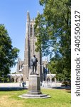 Small photo of Durham, NC - September 4, 2023: Duke University Chapel and Duke Statue on campus