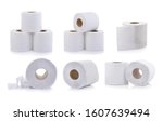 Set of toilet paper on white...