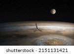 Small photo of Satellite Europa, Jupiter's moon with Juno spacecraft "Elements of this image furnished by NASA "