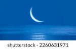 Small photo of Ramadan Concept - Abstract background with Crescent moon over the sunset clouds