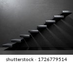 Black Stairs On Wall In Dark...