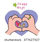 new born baby card and hands... | Shutterstock .eps vector #377627527
