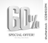 60  off special offer silver 3d ... | Shutterstock .eps vector #1328401094