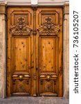 Old Ornate Wooden Door With...