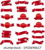 big set red ribbon and isolated ... | Shutterstock .eps vector #1933698617
