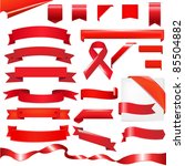 red ribbons set  isolated on... | Shutterstock .eps vector #85504882