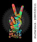 hippie symbols two fingers as a ... | Shutterstock .eps vector #1084520111