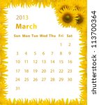 2013 Year Calendar  March With...