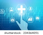 hand presses the medical cross. ... | Shutterstock . vector #234364051