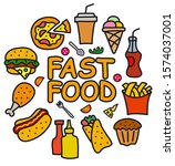 illustration of the fast food... | Shutterstock .eps vector #1574037001