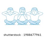 three wise monkeys. one man... | Shutterstock .eps vector #1988677961