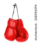 Hanging boxing gloves isolated...