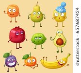 funny fruit characters isolated ... | Shutterstock .eps vector #657687424