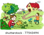 an happy magic numbers garden.... | Shutterstock . vector #77543494