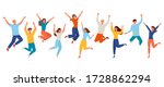 people happy jumping set. young ... | Shutterstock .eps vector #1728862294