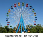 A Colourful Ferris Wheel. Front ...