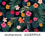 seamless hand drawn tropical... | Shutterstock .eps vector #632859914