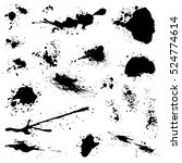 set of black blots and ink... | Shutterstock .eps vector #524774614