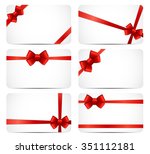 gift card set with red ribbon... | Shutterstock .eps vector #351112181