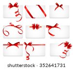 card with red ribbon and bow... | Shutterstock . vector #352641731