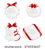 card with red ribbon and bow... | Shutterstock .eps vector #374553637