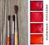 three brushes for painting and... | Shutterstock . vector #414114364