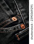 Small photo of Close up of details of new LEVI'S 501 Jeans. Buttons and seams and pockets close-up. Classic jeans model. LEVI'S is a brand name of Levi Strauss and Co, founded in 1853. 31.12.2021, Rostov, Russia