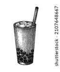 hand sketched bubble tea in a... | Shutterstock .eps vector #2107648667