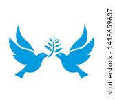 dove vector. isolated blue icon | Shutterstock . vector #1418659637