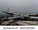 Wreck of soviet military plane Ilyushin Il-14 which crashed at Heiss Island, Franz Jozef Land archipelago.