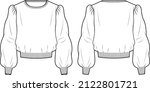 women's crew neck  puff sleeve... | Shutterstock .eps vector #2122801721