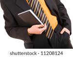 Small photo of businessman holds remembrancer